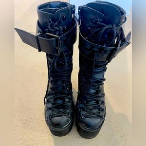 Dolls Kill Current Mood Platform Traitor Combat Rave Boots